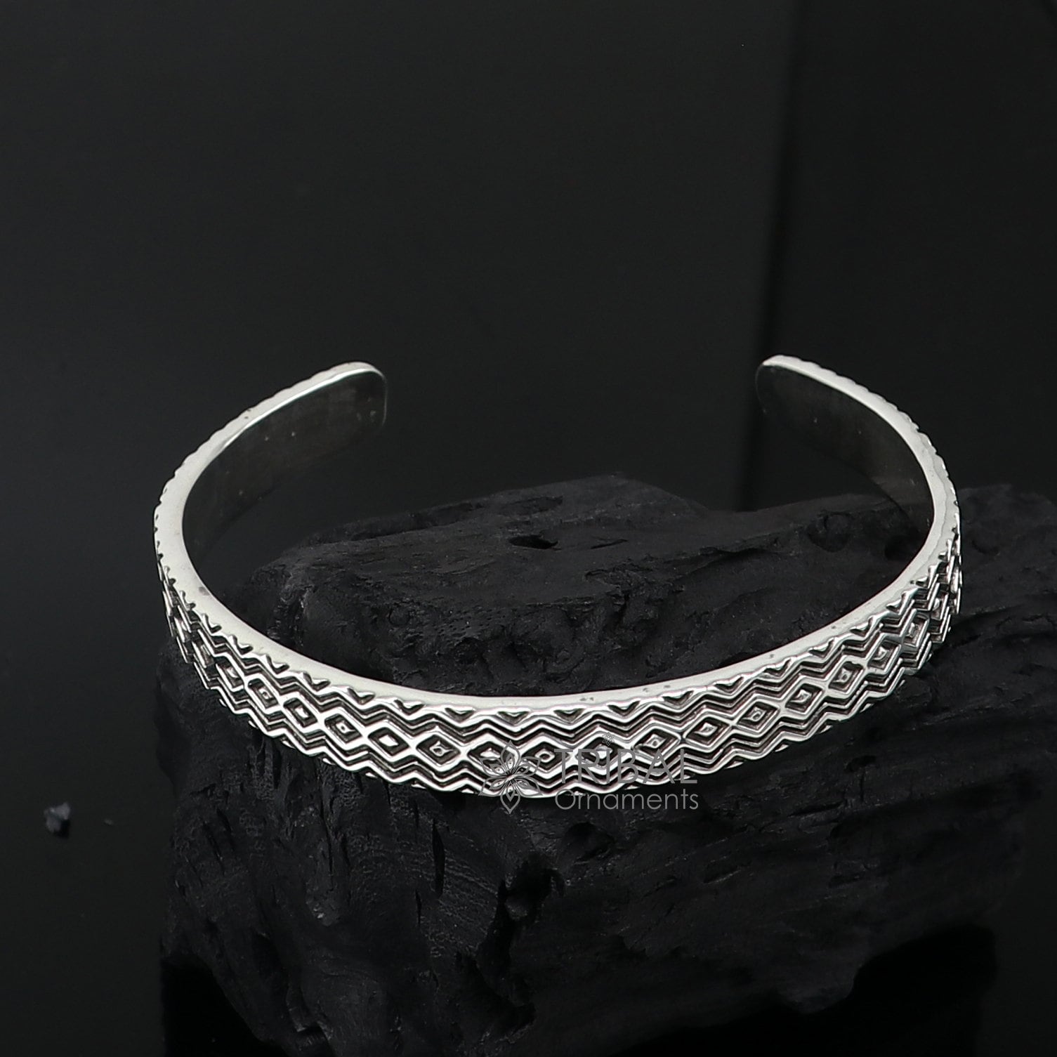 925 sterling silver handmade unique zig zag design adjustable cuff bracelet, cuff kada unsex gifting jewelry solid silver kada cuff150 - TRIBAL ORNAMENTS