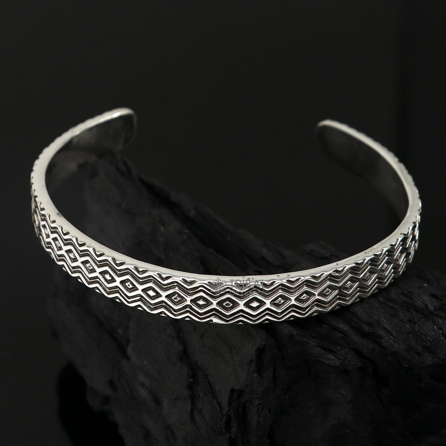 925 sterling silver handmade unique zig zag design adjustable cuff bracelet, cuff kada unsex gifting jewelry solid silver kada cuff150 - TRIBAL ORNAMENTS