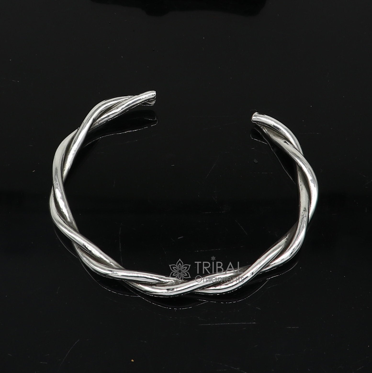 925 sterling silver handmade solid trendy twisted design fashion kada cuff bracelet, cuff kada unsex gifting jewelry solid kada cuff161 - TRIBAL ORNAMENTS