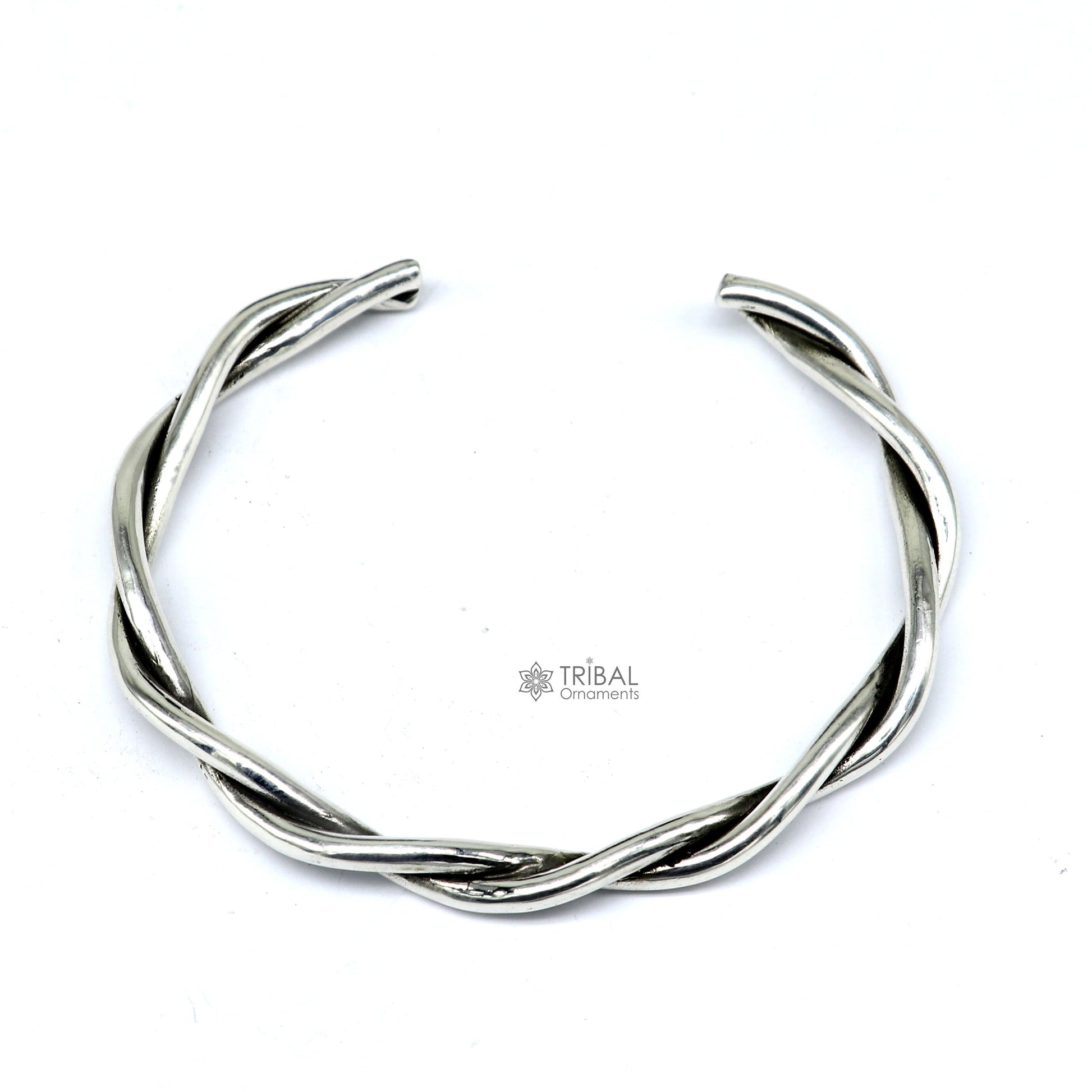 925 sterling silver handmade solid trendy twisted design fashion kada cuff bracelet, cuff kada unsex gifting jewelry solid kada cuff161 - TRIBAL ORNAMENTS