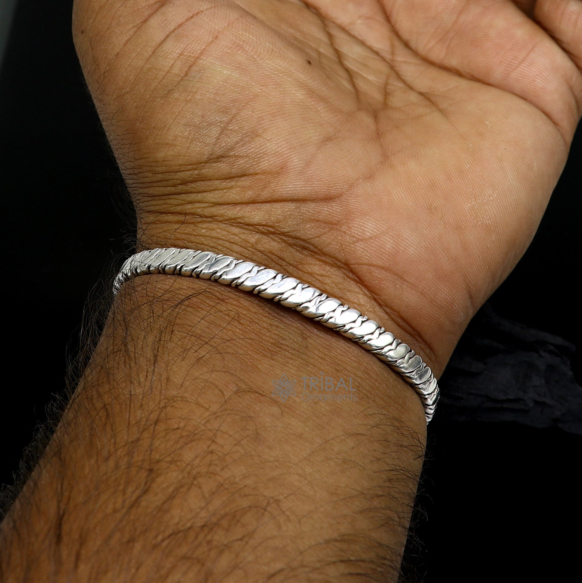 925 sterling silver handmade solid trendy spiral design fashion kada cuff bracelet, cuff kada unsex gifting jewelry solid kada cuff162 - TRIBAL ORNAMENTS