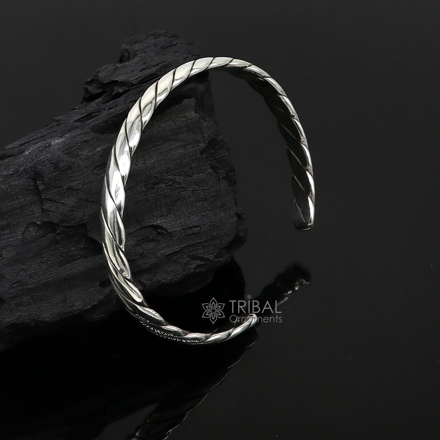 925 sterling silver handmade solid trendy spiral design fashion kada cuff bracelet, cuff kada unsex gifting jewelry solid kada cuff163 - TRIBAL ORNAMENTS