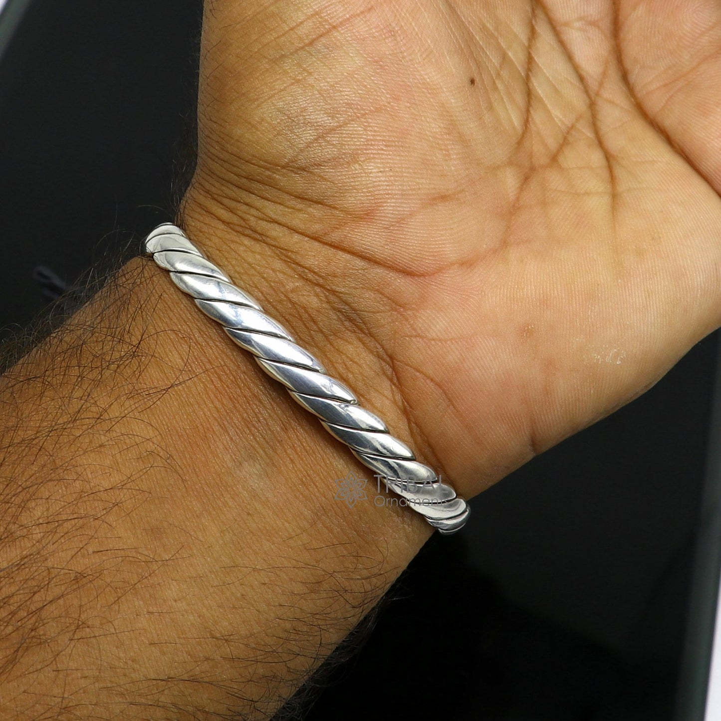 925 sterling silver handmade solid trendy spiral design fashion kada cuff bracelet, cuff kada unsex gifting jewelry solid kada cuff163 - TRIBAL ORNAMENTS