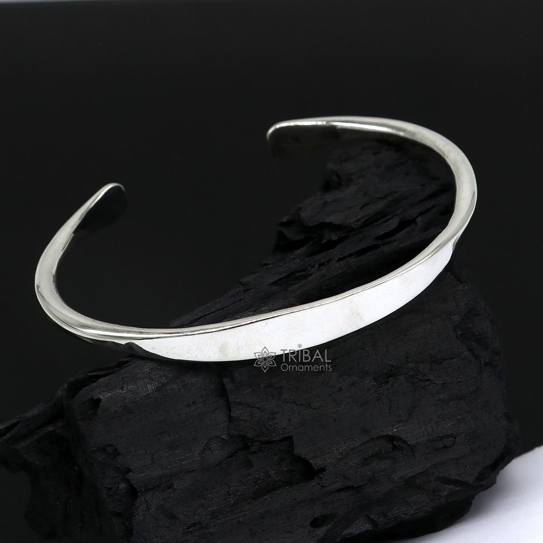 Solid 7 mm 925 sterling silver plain design modern trendy cuff kada bracelet best gifting unisex bangle kada cuff167 - TRIBAL ORNAMENTS