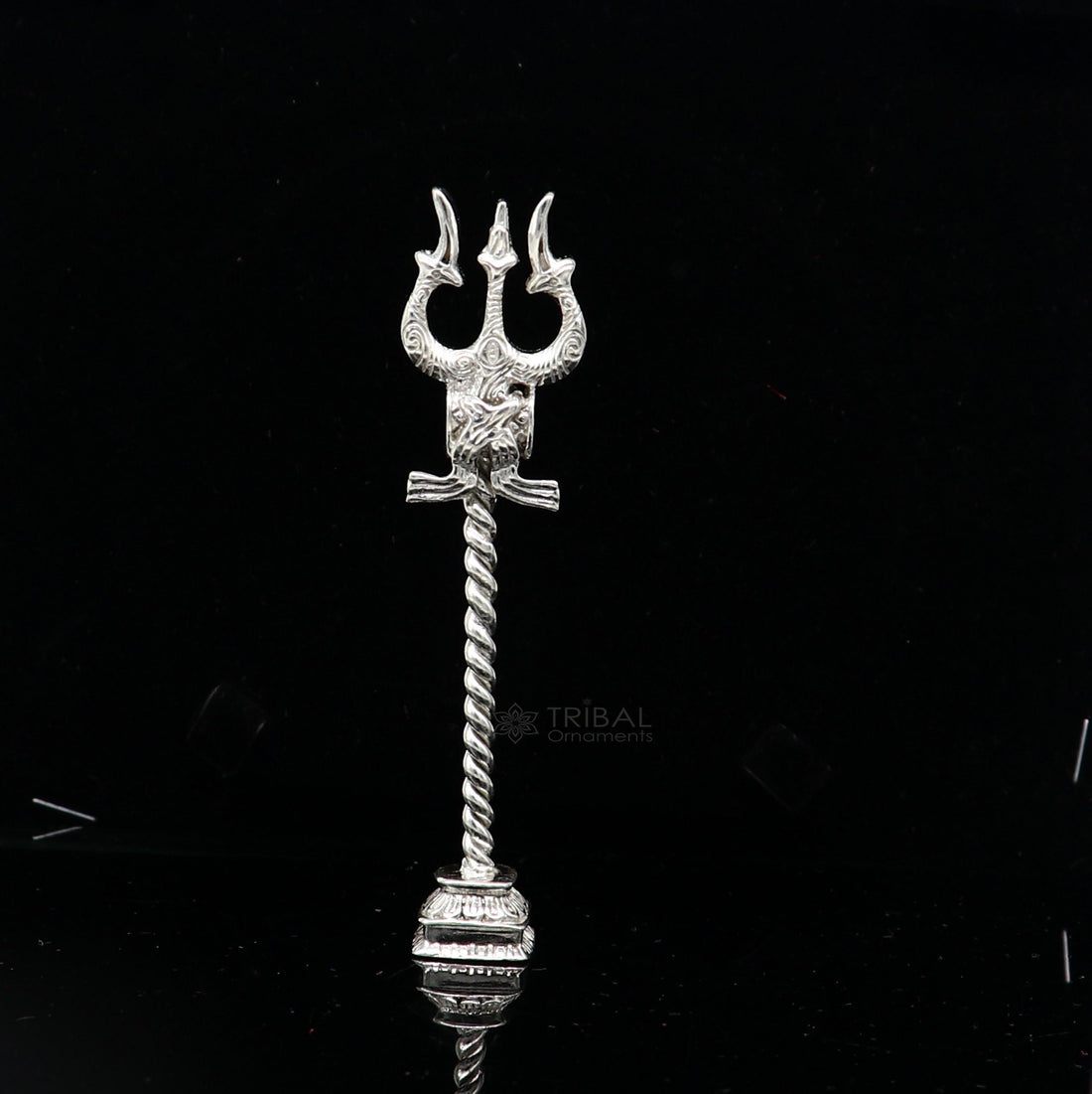 925 Sterling silver handmade lord Shiva trident with Damaru, fabulous craftsmanship Mahadev trishul, best collectible puja article art641 - TRIBAL ORNAMENTS