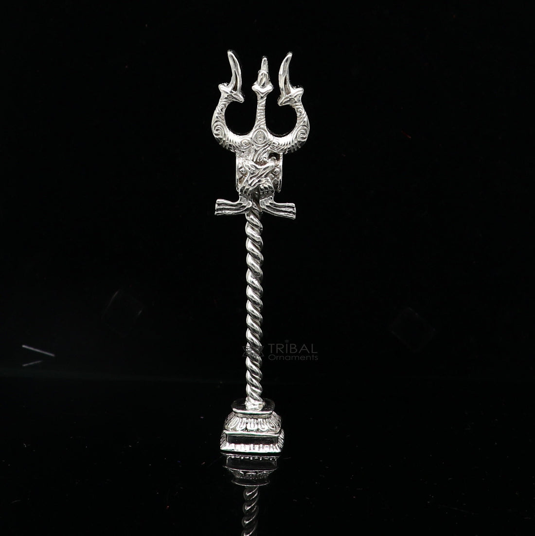 925 Sterling silver handmade lord Shiva trident with Damaru, fabulous craftsmanship Mahadev trishul, best collectible puja article art641 - TRIBAL ORNAMENTS