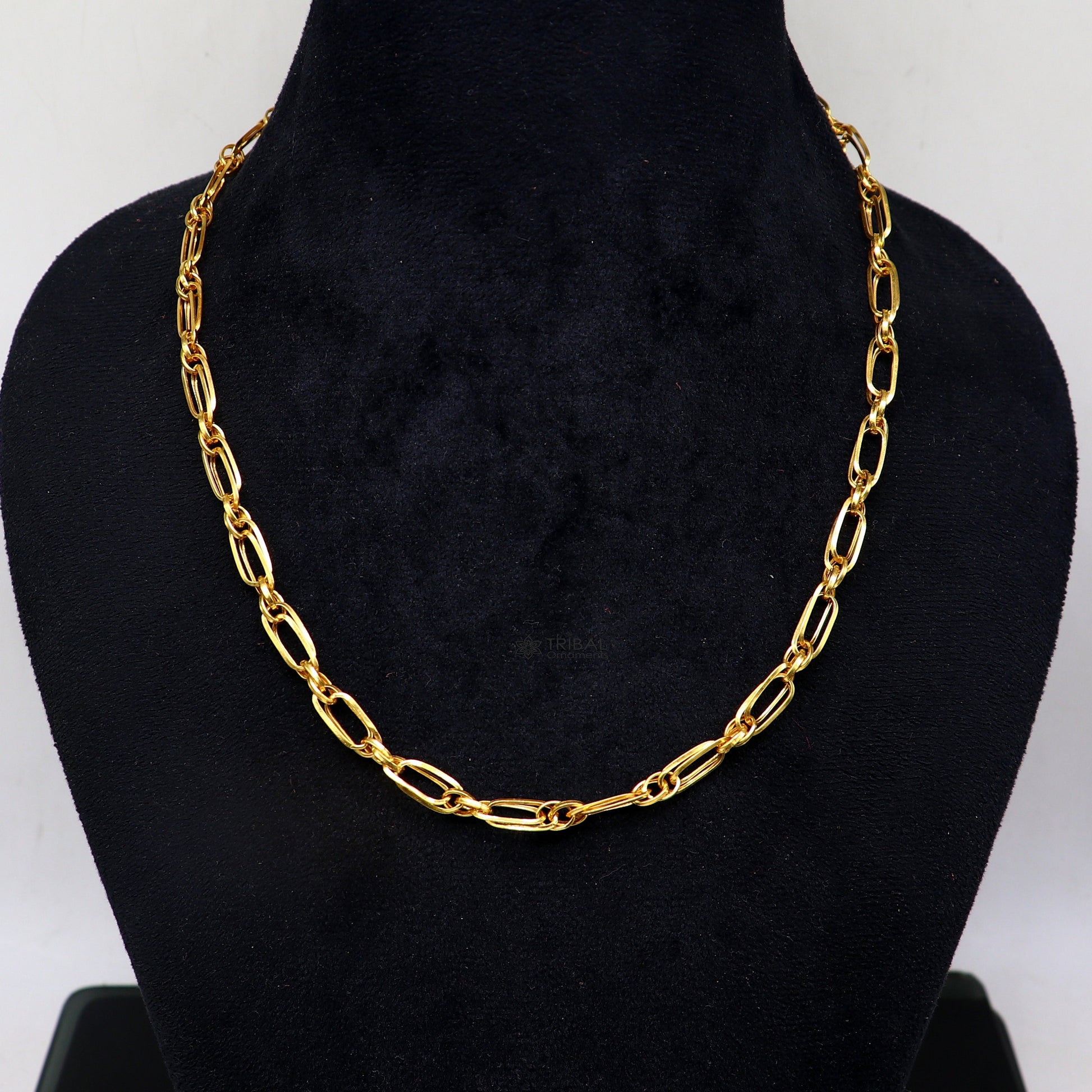 All sizes 22kt yellow gold certified Unisex chain necklace, best gifting customized indo link chain necklace fancy stylish jewelry ch572 - TRIBAL ORNAMENTS