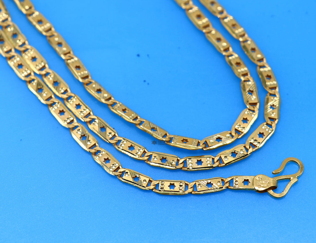 Hallmarked 22kt 22ct yellow gold handmade certified gold luxury royal nawabi chian gifting necklace all sized unisex chain necklace gch583 - TRIBAL ORNAMENTS