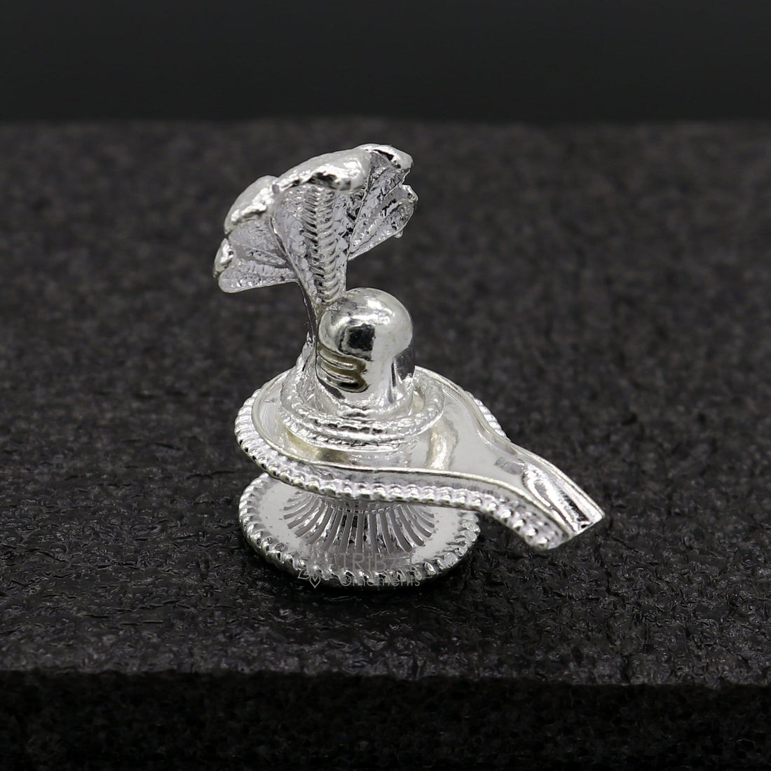 1.2" 925 sterling silver handmade small solid Lord Shiva lingam stand, silver Shivling puja article, for wealth and prosperity art646 - TRIBAL ORNAMENTS