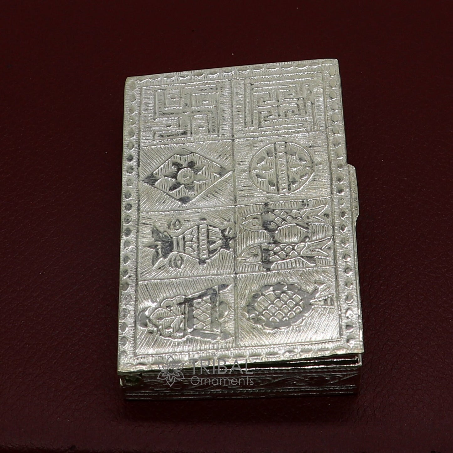 2.7"X1.8" 925 sterling silver trinket box, kajal box/casket box brides rectangle shape box collection, container box, eyeliner box stb823 - TRIBAL ORNAMENTS