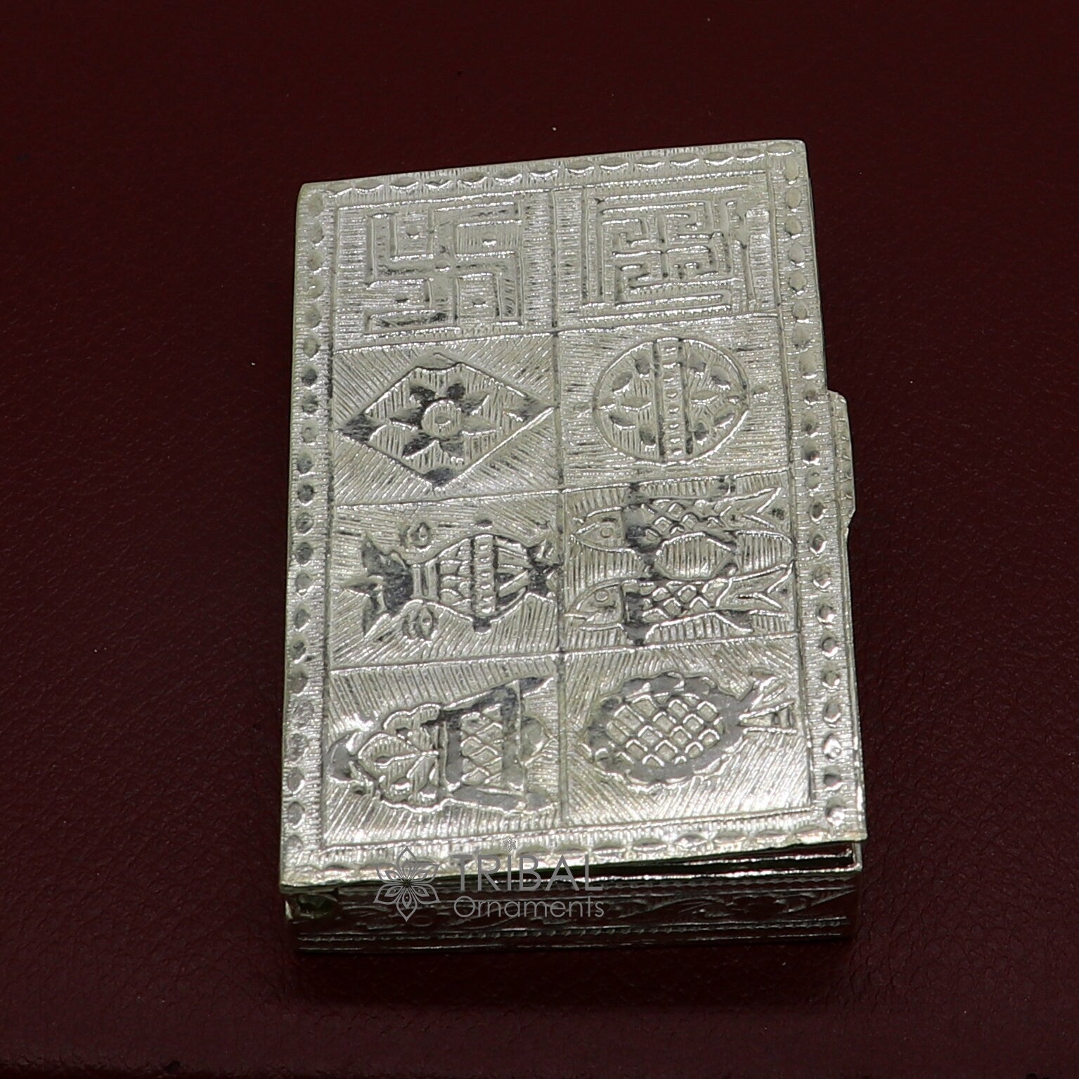 2.7"X1.8" 925 sterling silver trinket box, kajal box/casket box brides rectangle shape box collection, container box, eyeliner box stb823 - TRIBAL ORNAMENTS