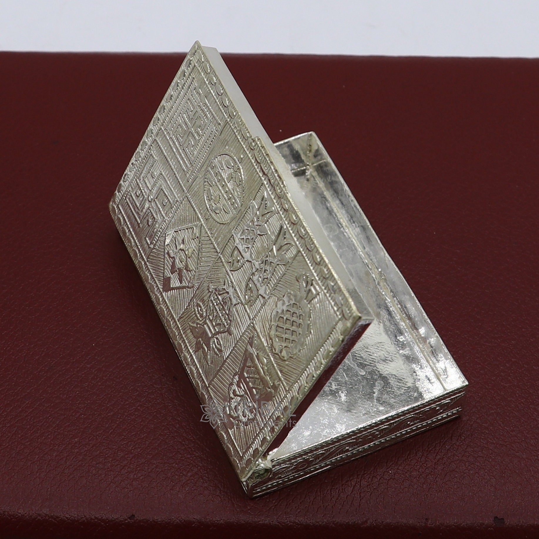 2.7"X1.8" 925 sterling silver trinket box, kajal box/casket box brides rectangle shape box collection, container box, eyeliner box stb823 - TRIBAL ORNAMENTS