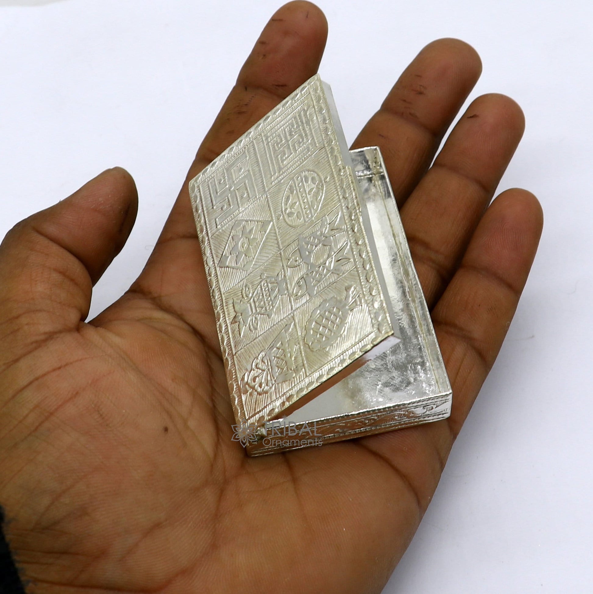 2.7"X1.8" 925 sterling silver trinket box, kajal box/casket box brides rectangle shape box collection, container box, eyeliner box stb823 - TRIBAL ORNAMENTS