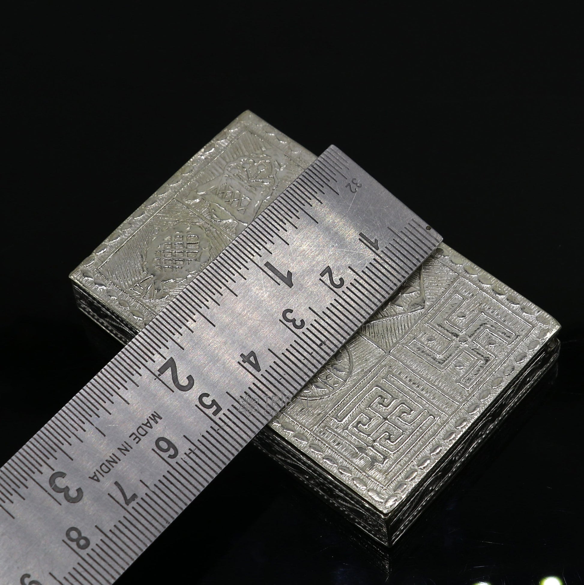 2.7"X1.8" 925 sterling silver trinket box, kajal box/casket box brides rectangle shape box collection, container box, eyeliner box stb823 - TRIBAL ORNAMENTS