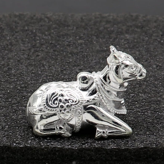 Lord Shiva Vahan Nandi Maharaj solid 925 sterling silver handmade small statue for puja, best gift for lord Shiva, divine statue art648 - TRIBAL ORNAMENTS