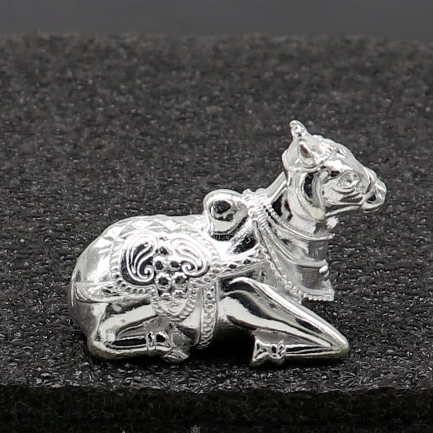 Lord Shiva Vahan Nandi Maharaj solid 925 sterling silver handmade small statue for puja, best gift for lord Shiva, divine statue art0648 - TRIBAL ORNAMENTS