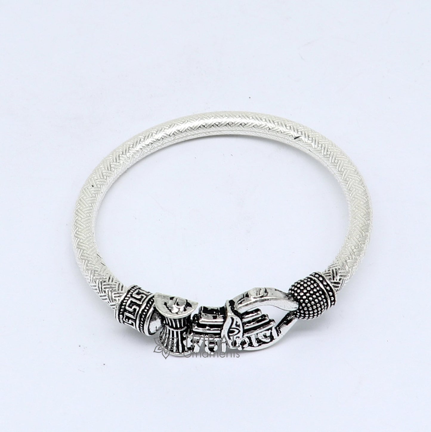 Handmade Sterling silver Lord Shiva Trident Kada Mahakal bracelet, Rudraksh bracelet, customized babhubali bangle kada giftig jewelry nsk698 - TRIBAL ORNAMENTS