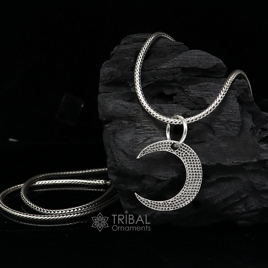 925 sterling silver unique half moon pendant amazing delicate silver jewelry for both men and women nsp651 - TRIBAL ORNAMENTS