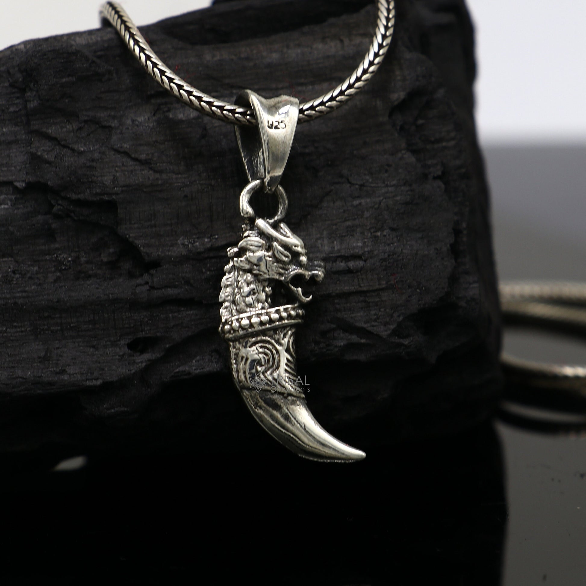 925 sterling silver handmade dragon tooth pendant symbol of mythical power, wisdom, and resilience nsp654 - TRIBAL ORNAMENTS