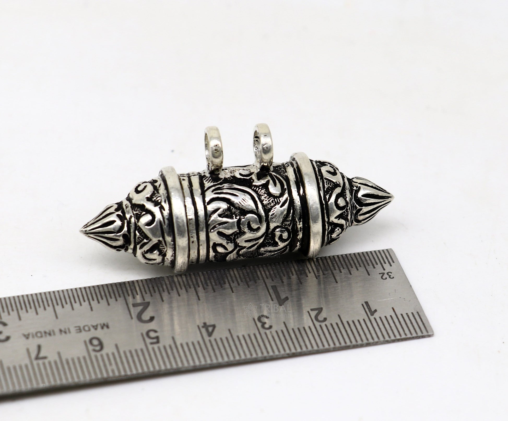 925 Sterling silver handmade vintage design amulet box pendant single line beaded necklace tribal ethnic mantra box pendant jewelry set630 - TRIBAL ORNAMENTS