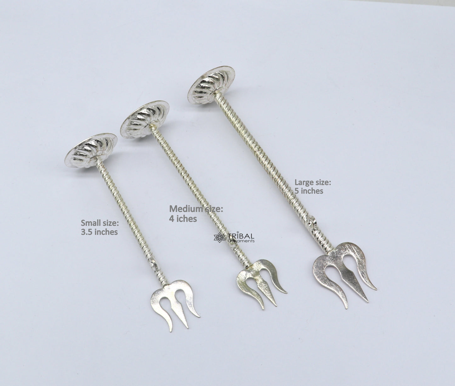 925 Sterling silver handmade lord Shiva trident, fabulous craftsmanship Mahadev trishul or goddess trident collectible puja article su1131 - TRIBAL ORNAMENTS