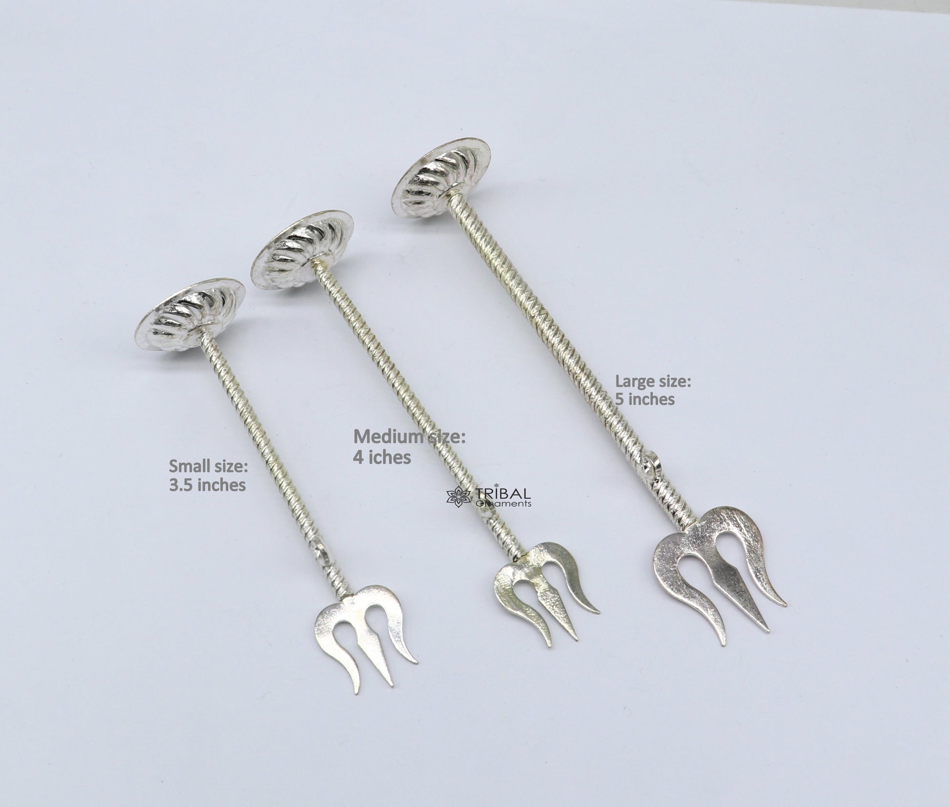 925 Sterling silver handmade lord Shiva trident, fabulous craftsmanship Mahadev trishul or goddess trident collectible puja article su1131 - TRIBAL ORNAMENTS