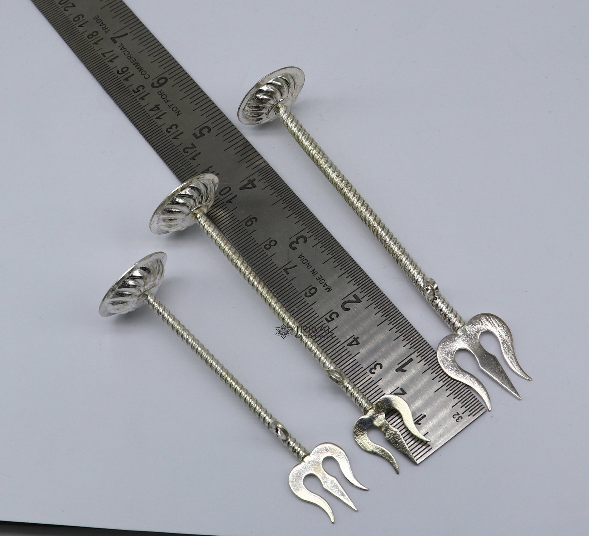 925 Sterling silver handmade lord Shiva trident, fabulous craftsmanship Mahadev trishul or goddess trident collectible puja article su1131 - TRIBAL ORNAMENTS