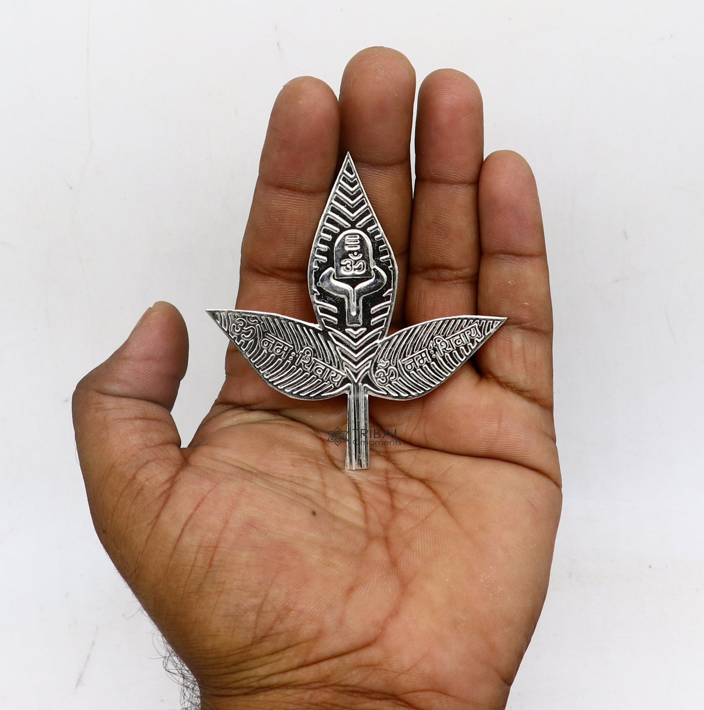 3" Lot Solid real silver handmade solid belva patra, shiva worshipping/ puja article, belpatra or bilva tree leaves su1132 - TRIBAL ORNAMENTS