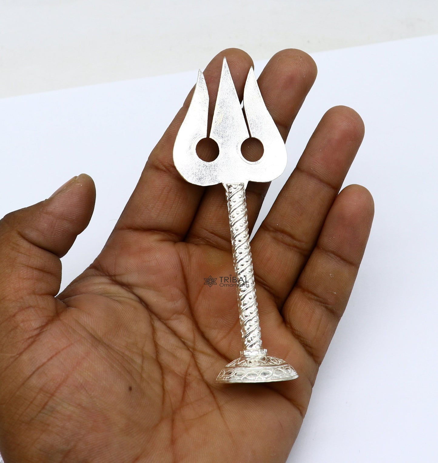 4" 925 Sterling silver handmade lord Shiva trident/trishul, fabulous craftsmanship Mahadev trishul, best collectible puja article su1136 - TRIBAL ORNAMENTS