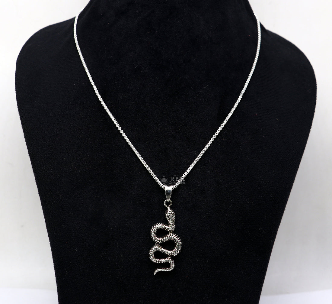 925 sterling silver unique waved snake pendant/ king cobra snake pendant is n embodiment of timeless beauty and symbolism nsp634 - TRIBAL ORNAMENTS