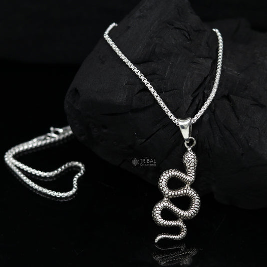 925 sterling silver unique waved snake pendant/ king cobra snake pendant is n embodiment of timeless beauty and symbolism nsp634 - TRIBAL ORNAMENTS