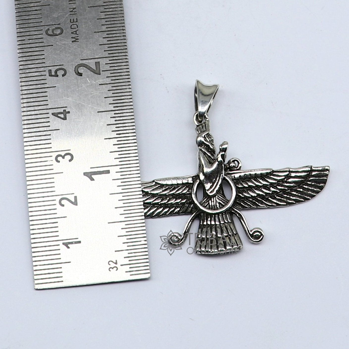 925 sterling silver Faravahar Ahura Mazda Handmade pendant Necklace, Ancient Persia Silver Men Jewelry, Mythology Mens Gift nsp636 - TRIBAL ORNAMENTS