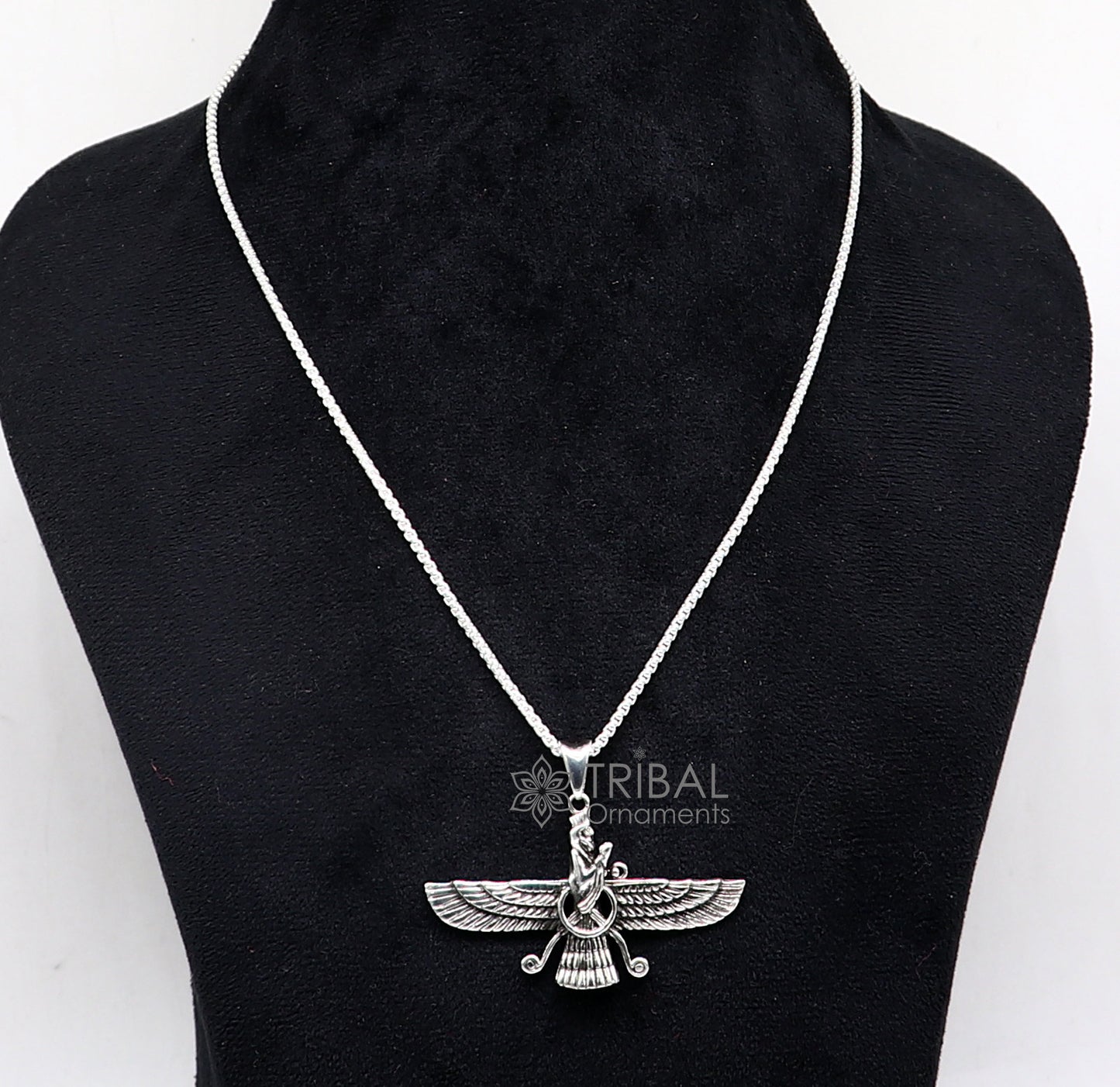 925 sterling silver Faravahar Ahura Mazda Handmade pendant Necklace, Ancient Persia Silver Men Jewelry, Mythology Mens Gift nsp636 - TRIBAL ORNAMENTS