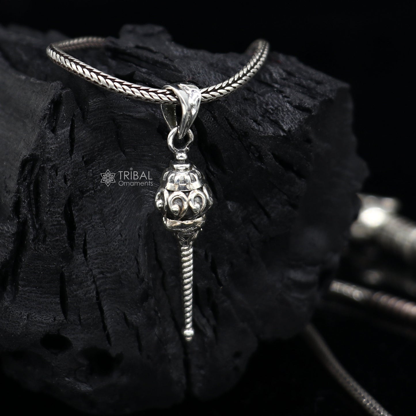 Unique Lord hanuman mace/gada 925 sterling silver small pendant, Wonderful Pendant for unisex gifting  necklace nsp666 - TRIBAL ORNAMENTS