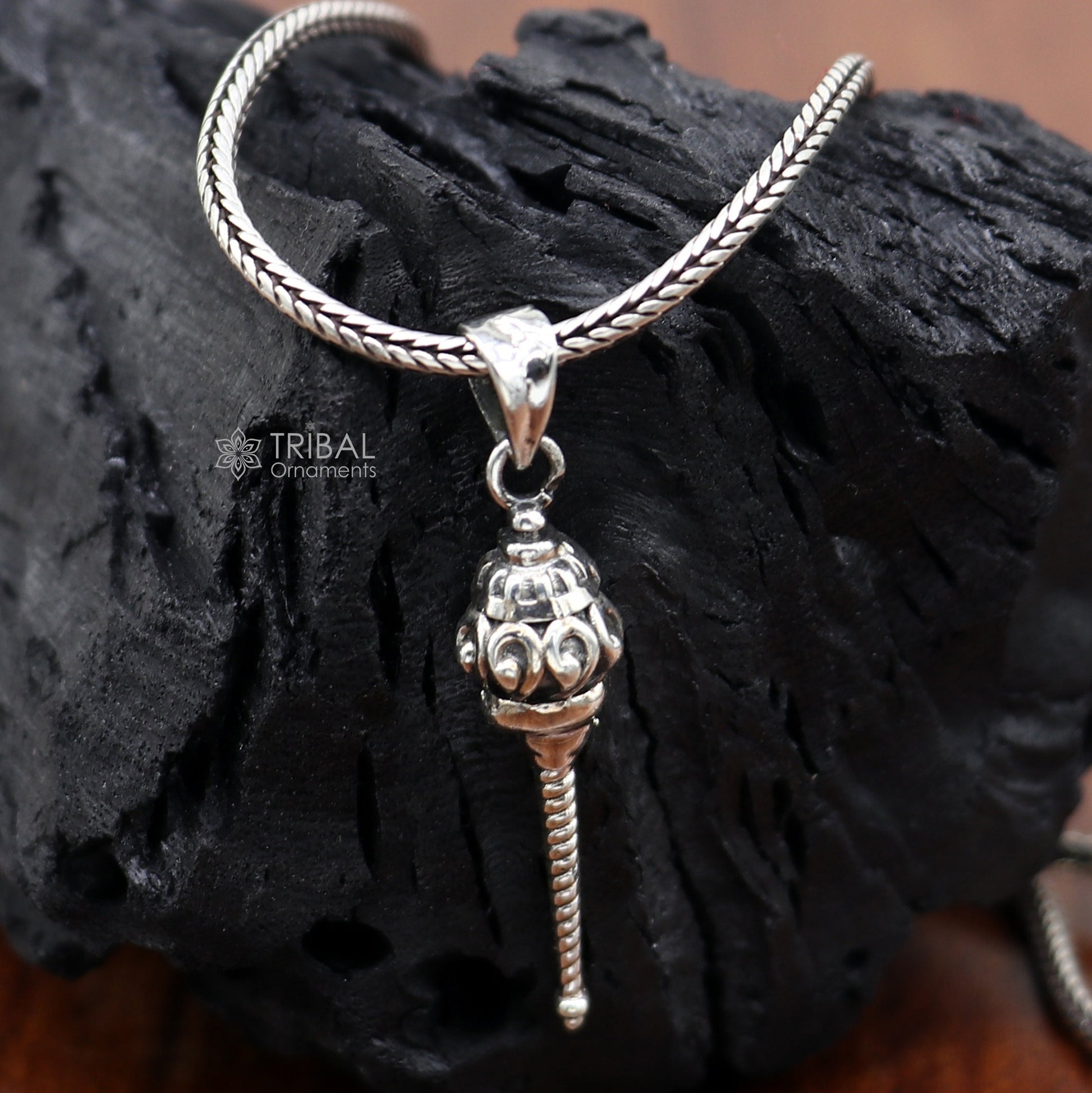 Unique Lord hanuman mace/gada 925 sterling silver small pendant, Wonderful Pendant for unisex gifting  necklace nsp666 - TRIBAL ORNAMENTS