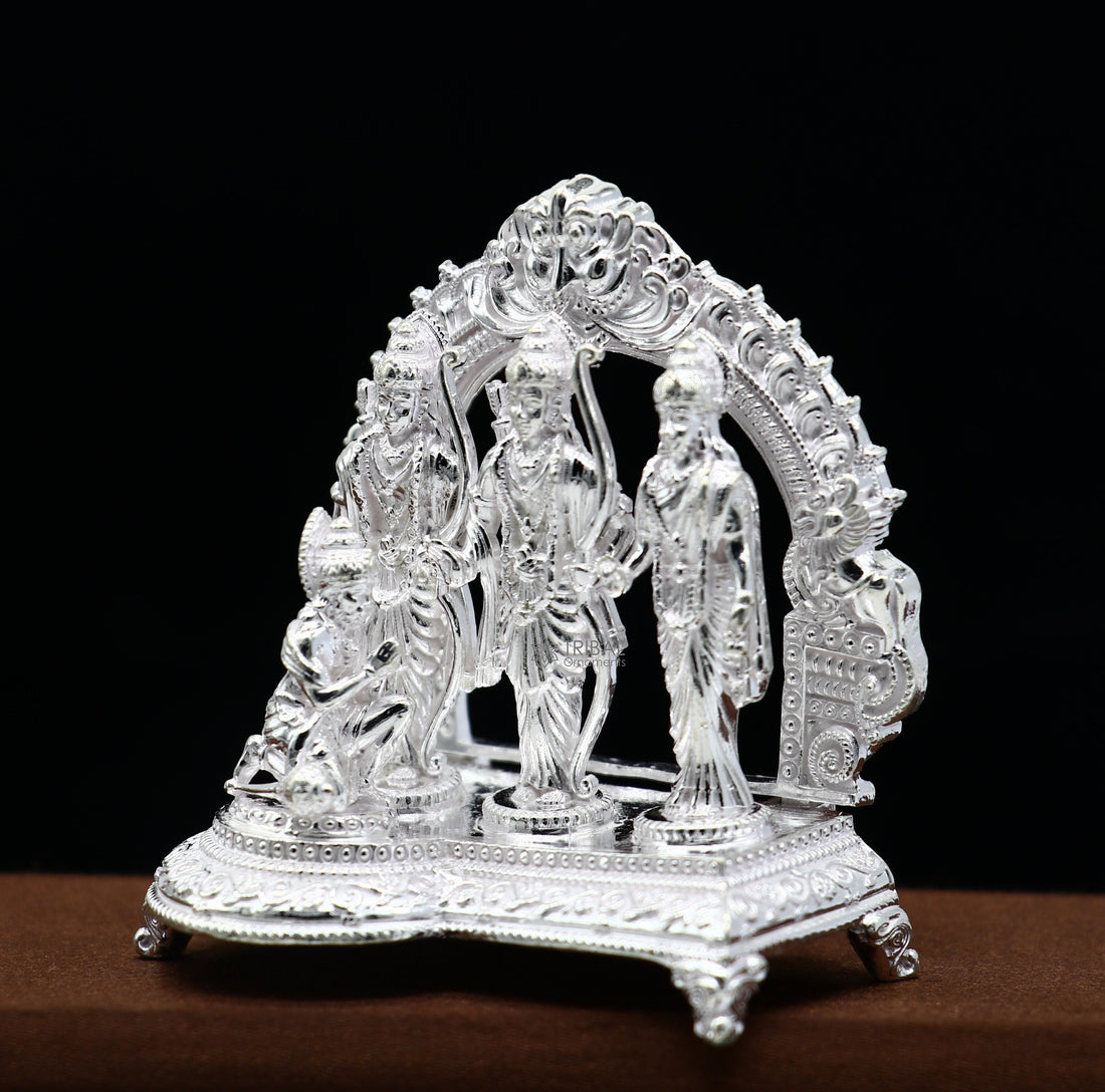 925 sterling silver handmade Divine Hindu god Rama Laxman Seeta and Hanuman blessing Statue, Ram Darbar Divine figurine puja article art642 - TRIBAL ORNAMENTS