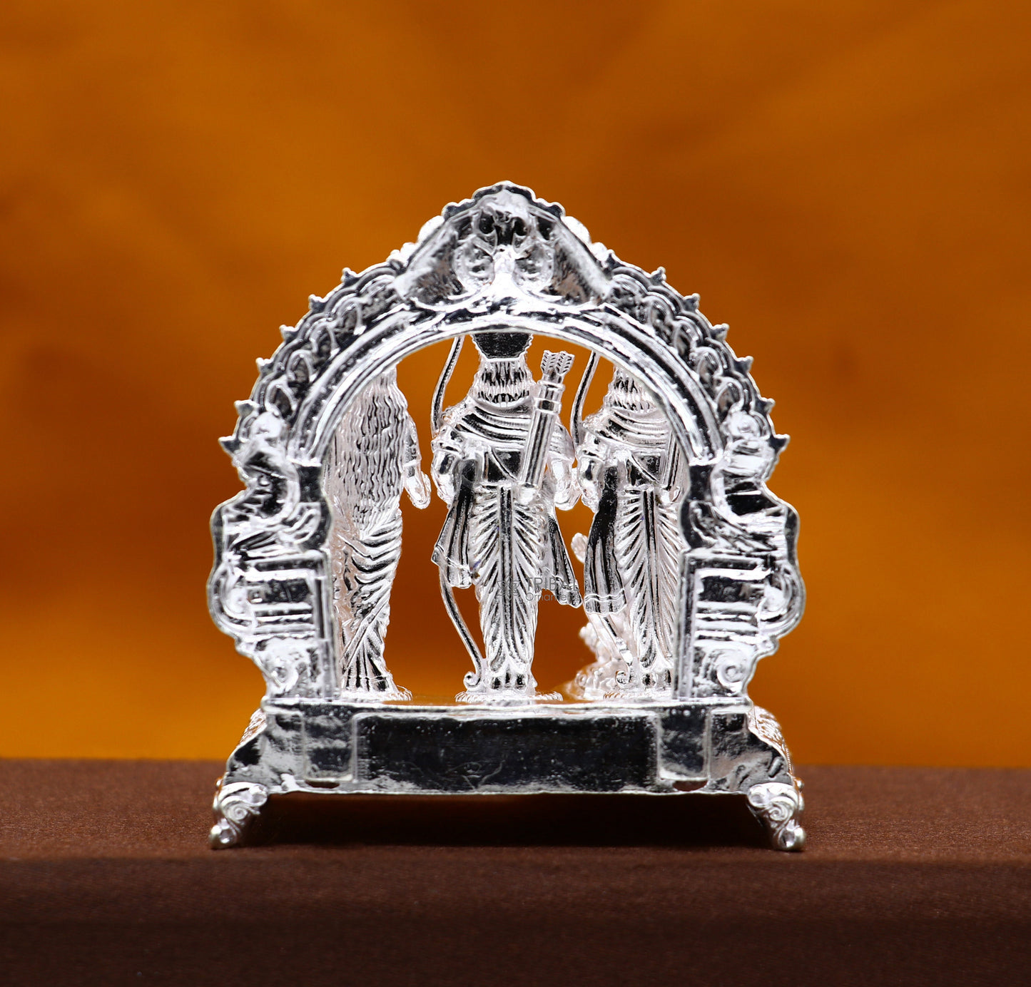 925 sterling silver handmade Divine Hindu god Rama Laxman Seeta and Hanuman blessing Statue, Ram Darbar Divine figurine puja article art642 - TRIBAL ORNAMENTS