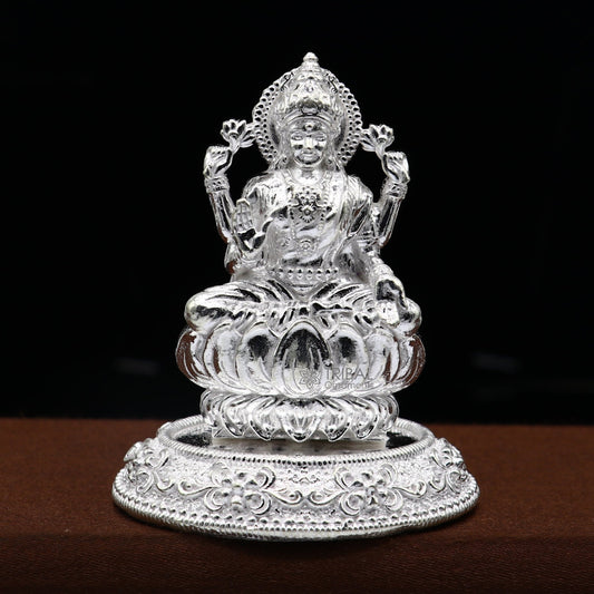 2.1" 925 Sterling silver handmade divine Hindu idols goddess Lakshmi statue, puja article figurine, home décor Diwali puja gift art644 - TRIBAL ORNAMENTS