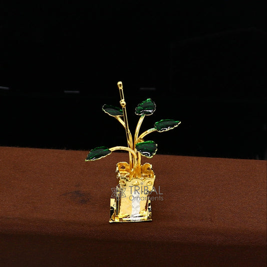 925 sterling silver handmade mini tulsi plant basil rosary plant for puja temple article, excellent  silver worshiping article su1138 - TRIBAL ORNAMENTS