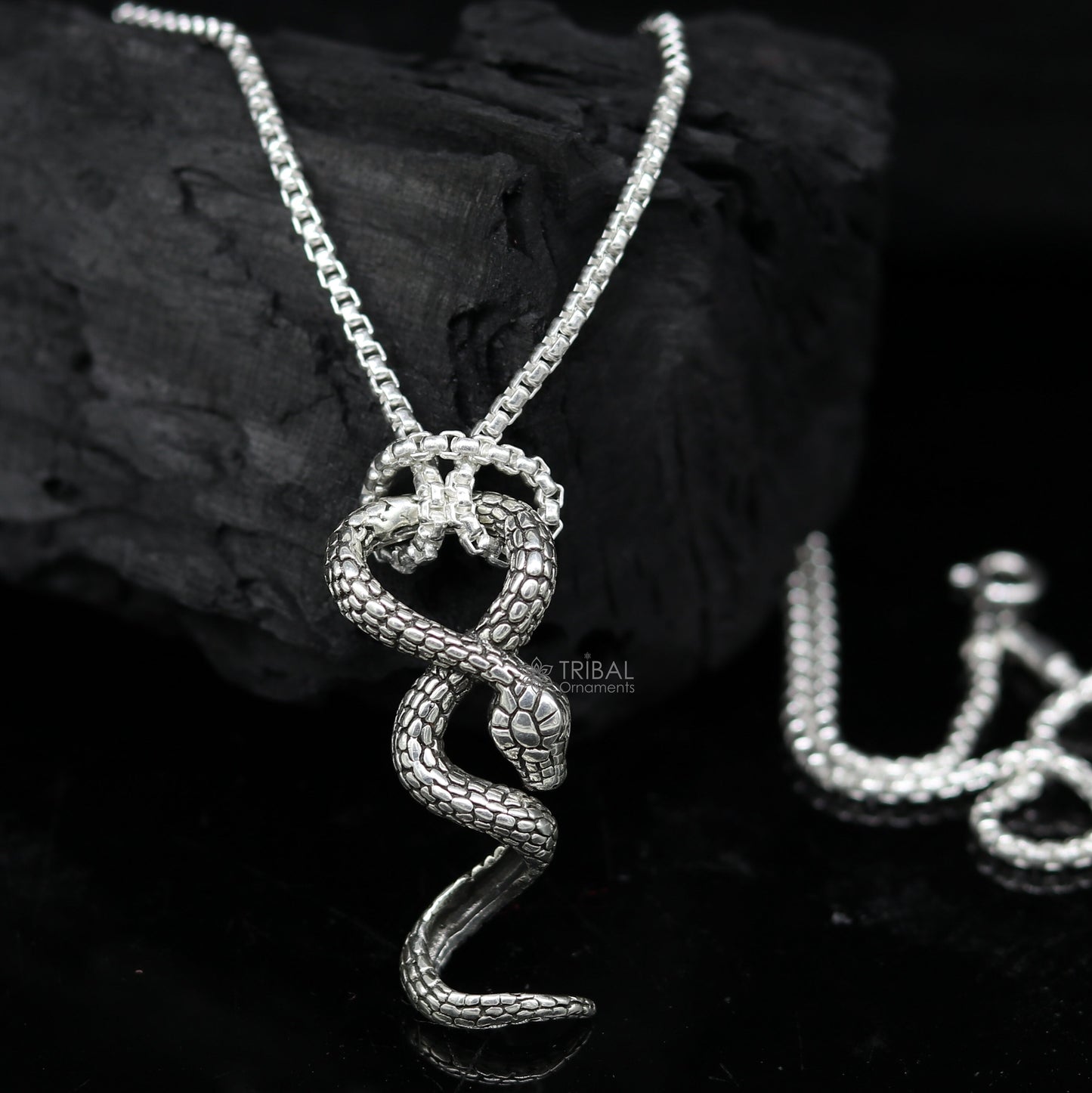 925 sterling silver unique waved snake pendant/ king cobra snake pendant is n embodiment of timeless beauty and symbolism nsp644 - TRIBAL ORNAMENTS