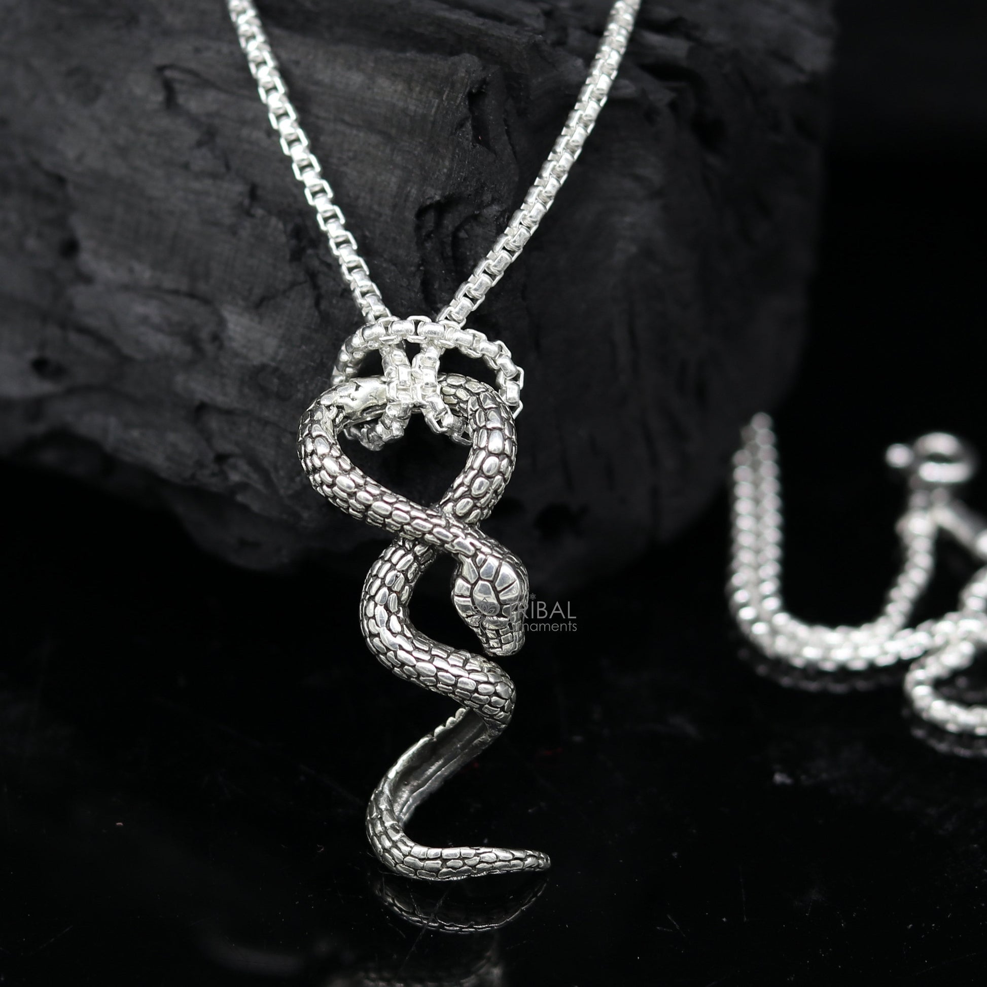 925 sterling silver unique waved snake pendant/ king cobra snake pendant is n embodiment of timeless beauty and symbolism nsp644 - TRIBAL ORNAMENTS