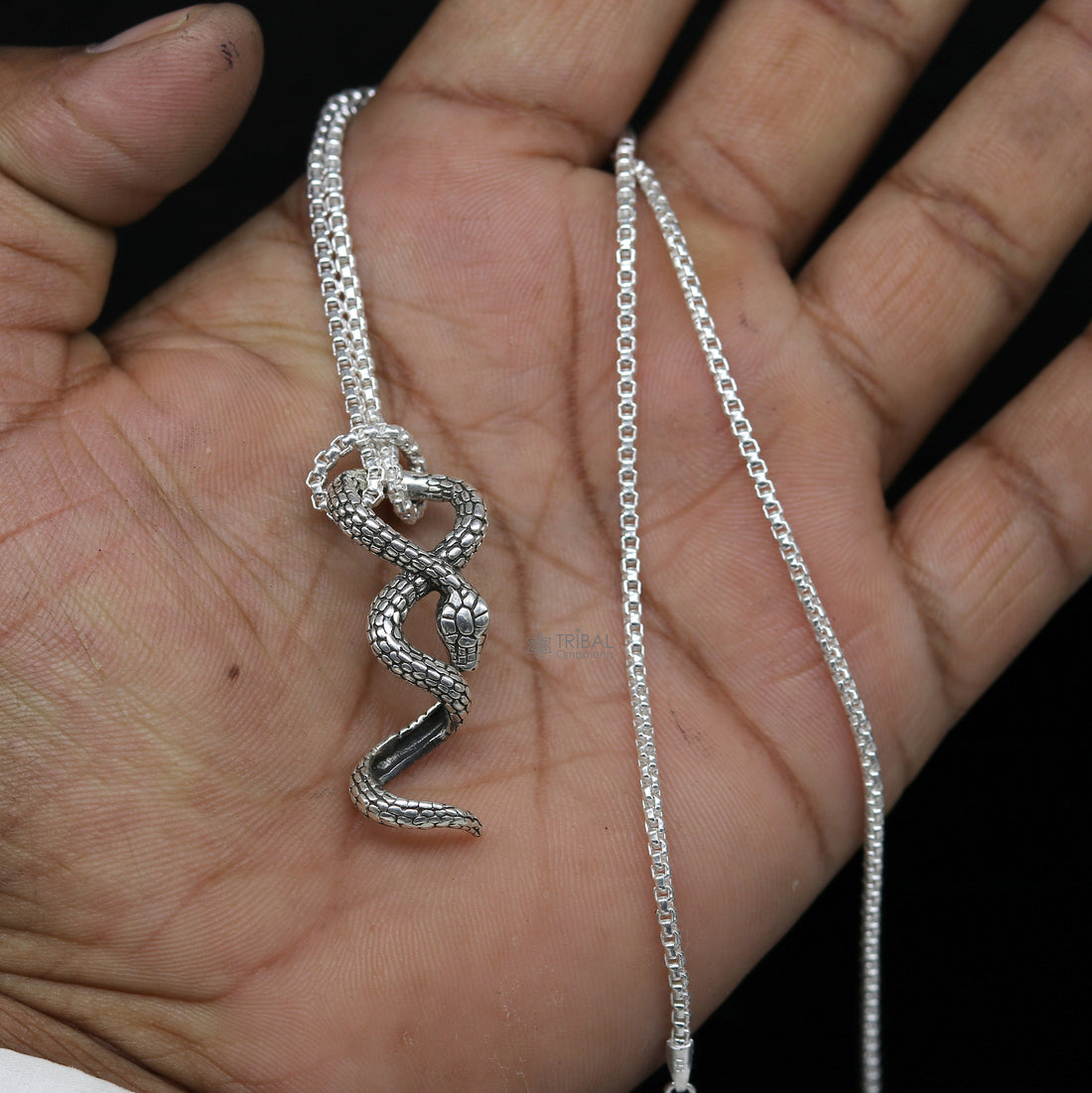 925 sterling silver unique waved snake pendant/ king cobra snake pendant is n embodiment of timeless beauty and symbolism nsp644 - TRIBAL ORNAMENTS