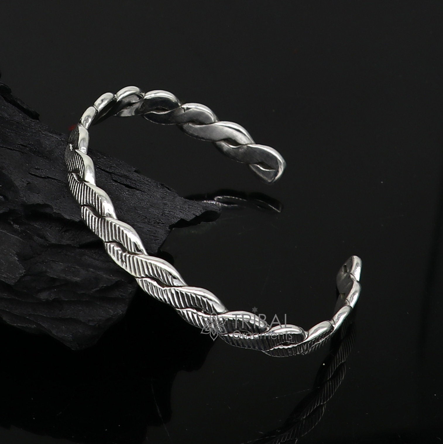 925 sterling silver twisting design cuff kada modern trendy fashion kada is a stunning and versatile piece of jewelry fcuff158 - TRIBAL ORNAMENTS