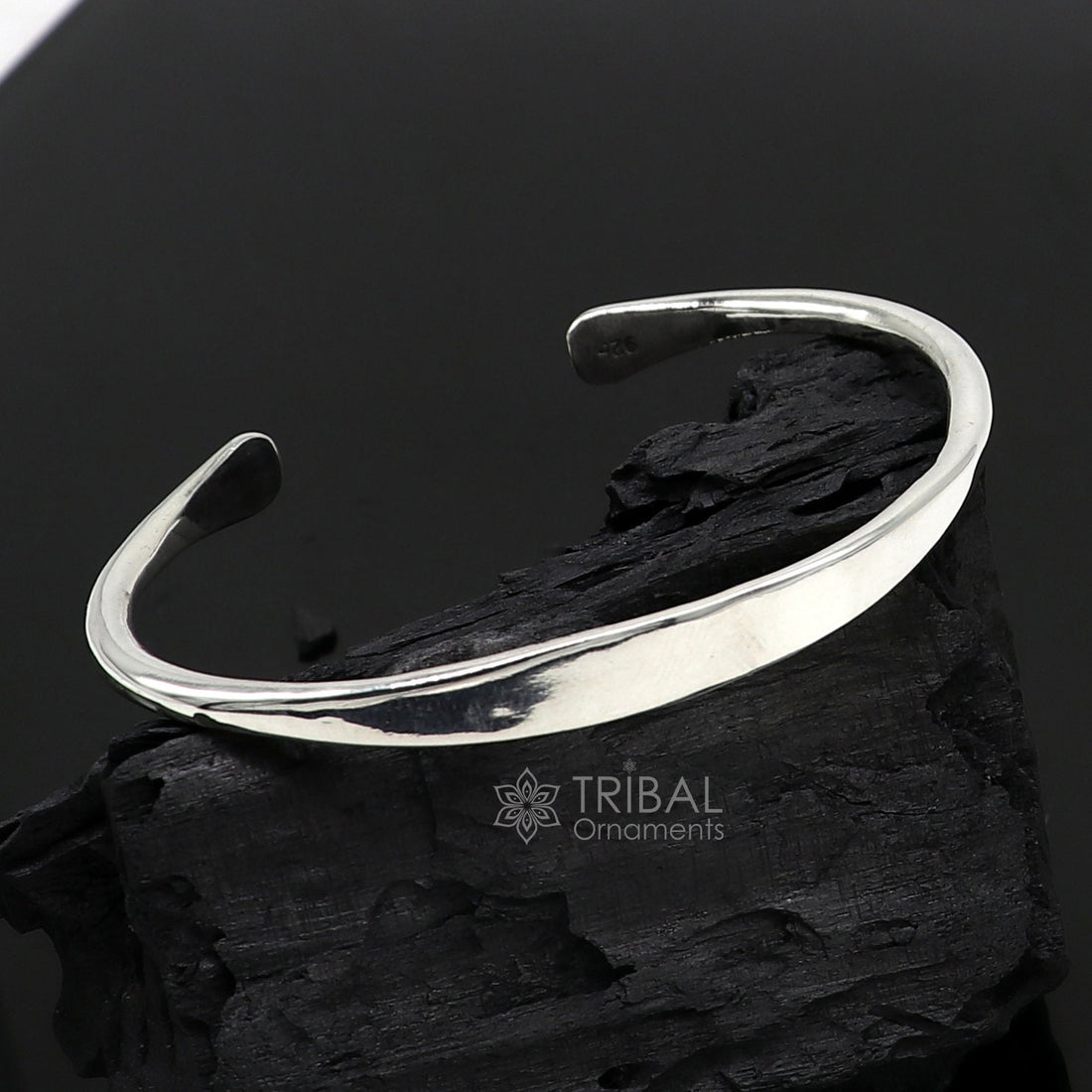 Solid 7 mm 925 sterling silver plain design modern trendy cuff kada bracelet best gifting unisex bangle kada cuff167 - TRIBAL ORNAMENTS