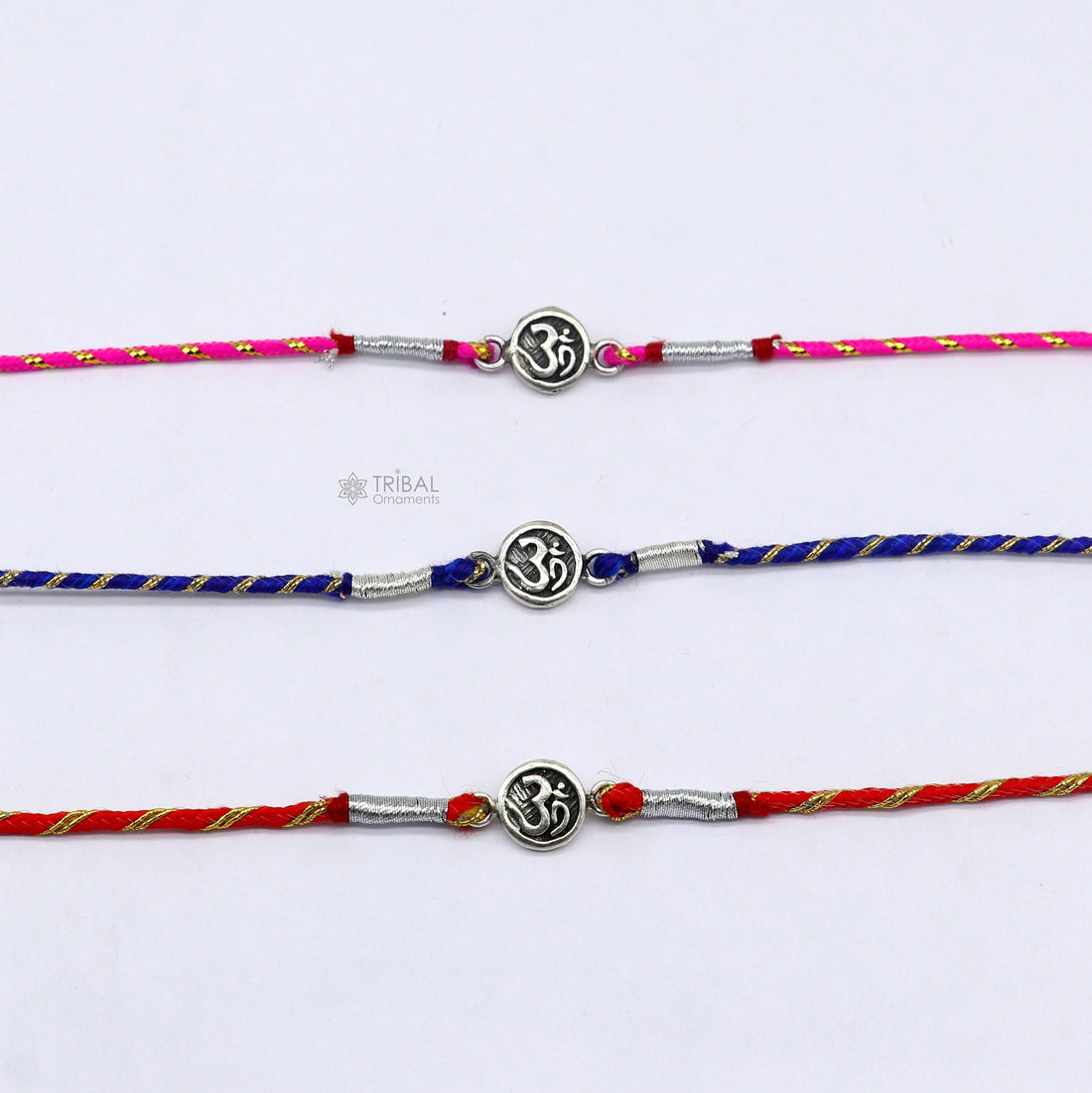 925 sterling silver handmade Rakhi Bracelet, Exclusive Vintage divine OM Aum design size free rakhi Bracelet for Rakshabandhan rk288 - TRIBAL ORNAMENTS