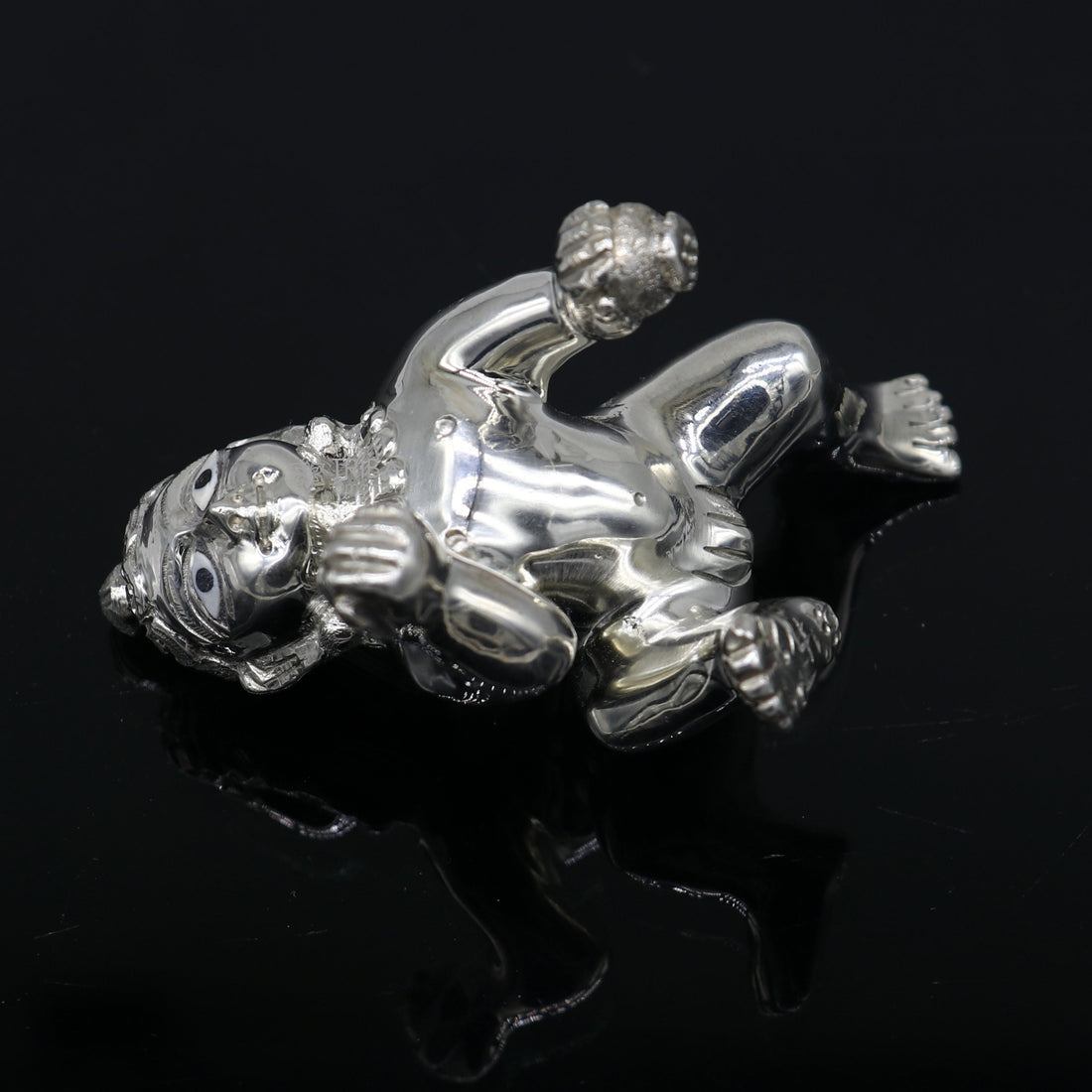 925 sterling Solid silver handmade idol divine Krishna, Laddu Gopalan, crawling Krishna small statue figurine home temple puja art649 - TRIBAL ORNAMENTS