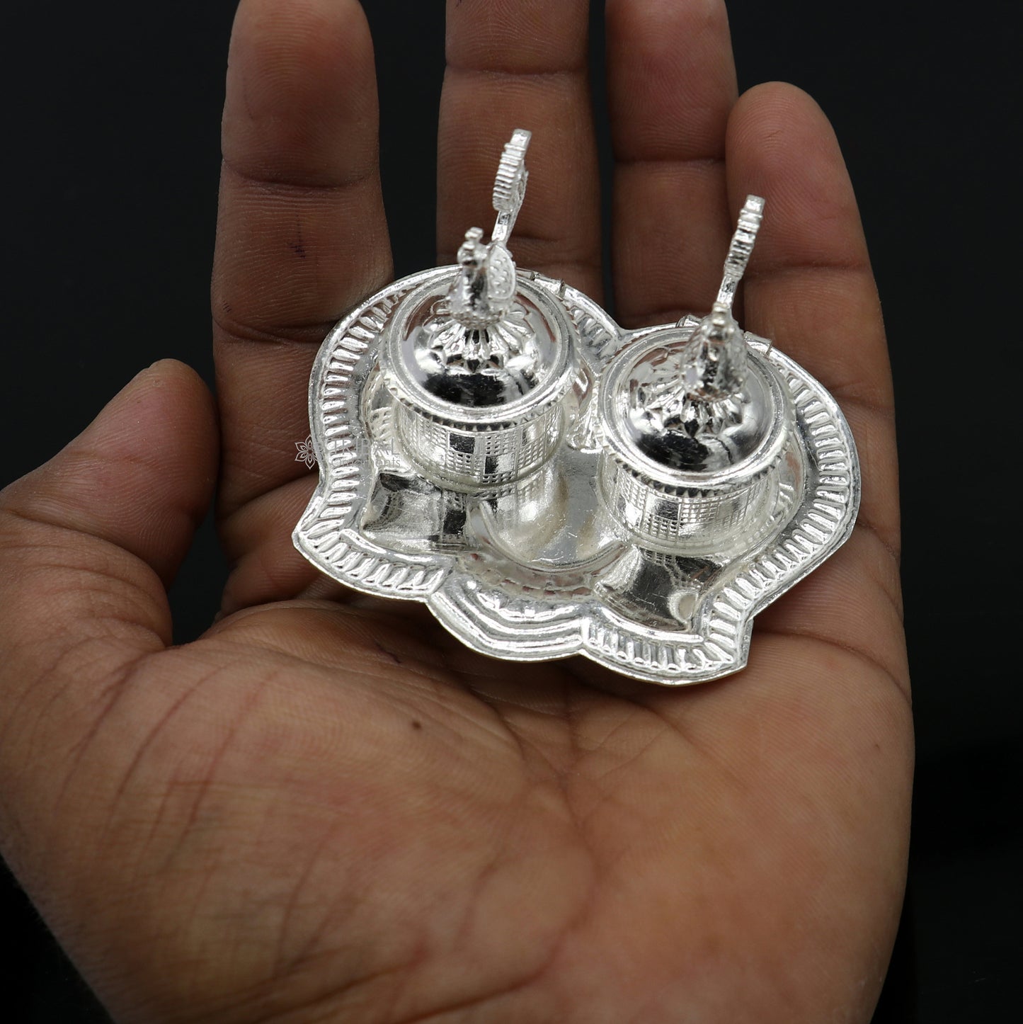 925 sterling silver handmade fabulous peacock design combo of two trinket box for kumkum sindur abil gulal rice best puja article stb826 - TRIBAL ORNAMENTS