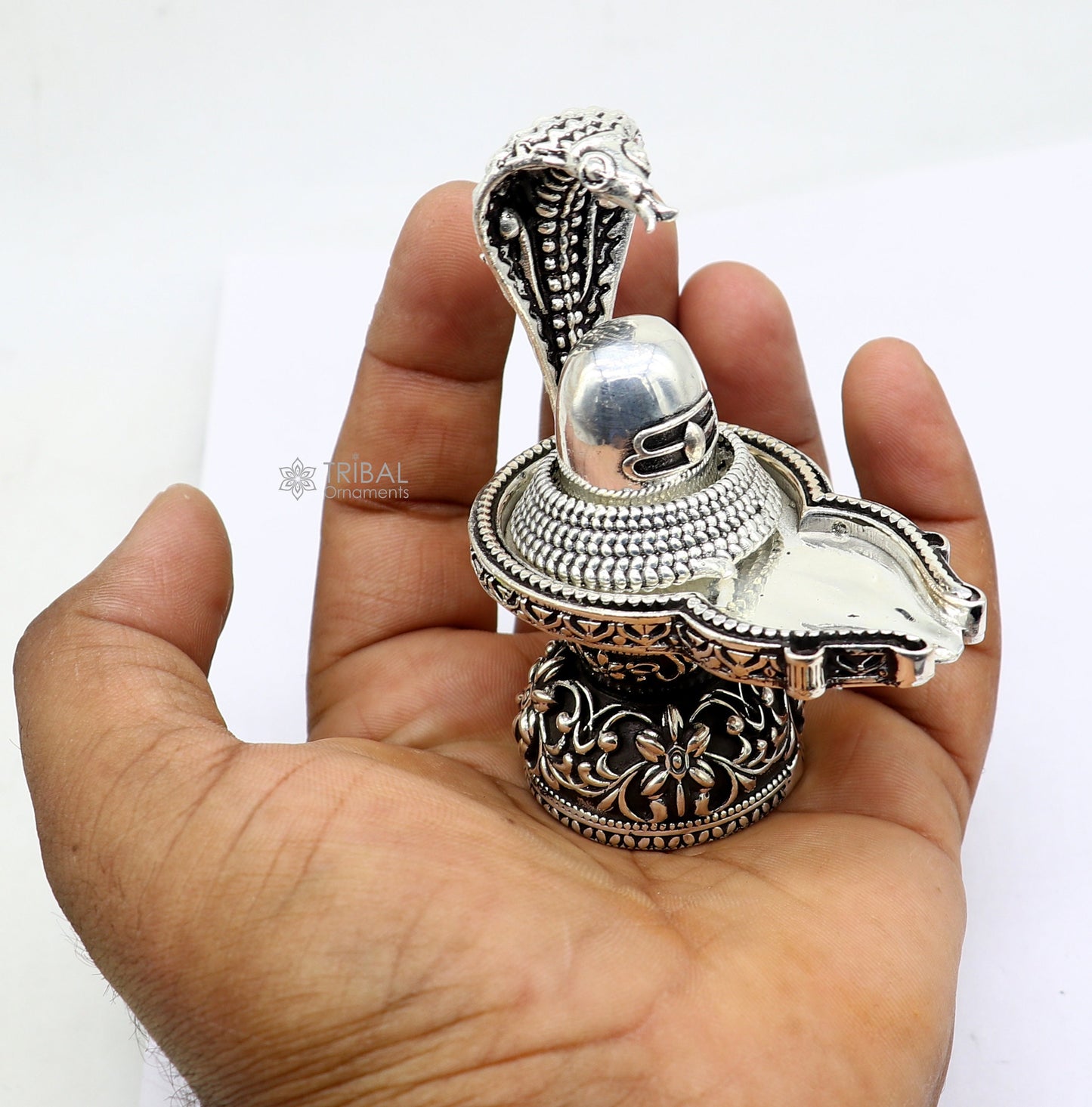 925 sterling silver lord Shiva lingam Stand Jalheri, Divine Shiva abhishekam lingam at home temple puja worshipping article ART650 - TRIBAL ORNAMENTS