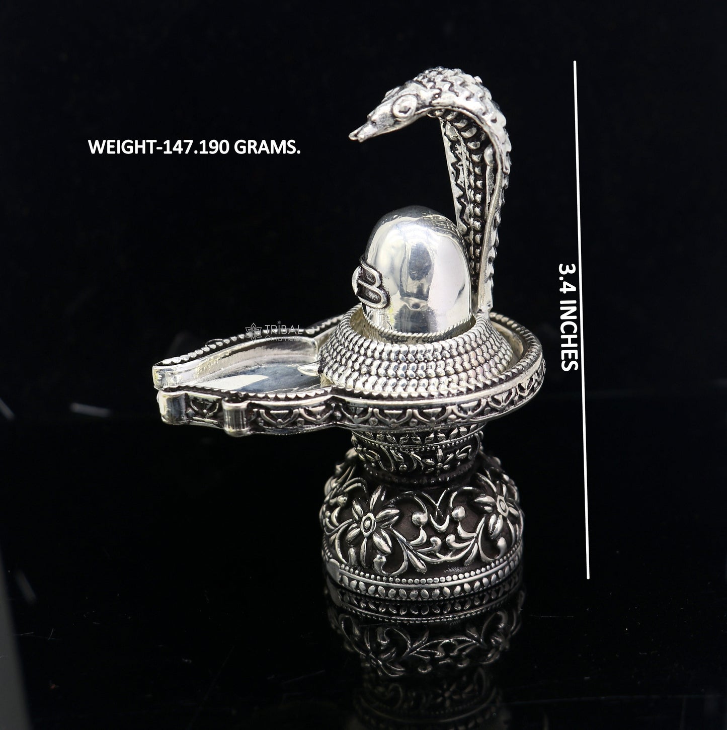 925 sterling silver lord Shiva lingam Stand Jalheri, Divine Shiva abhishekam lingam at home temple puja worshipping article ART650 - TRIBAL ORNAMENTS