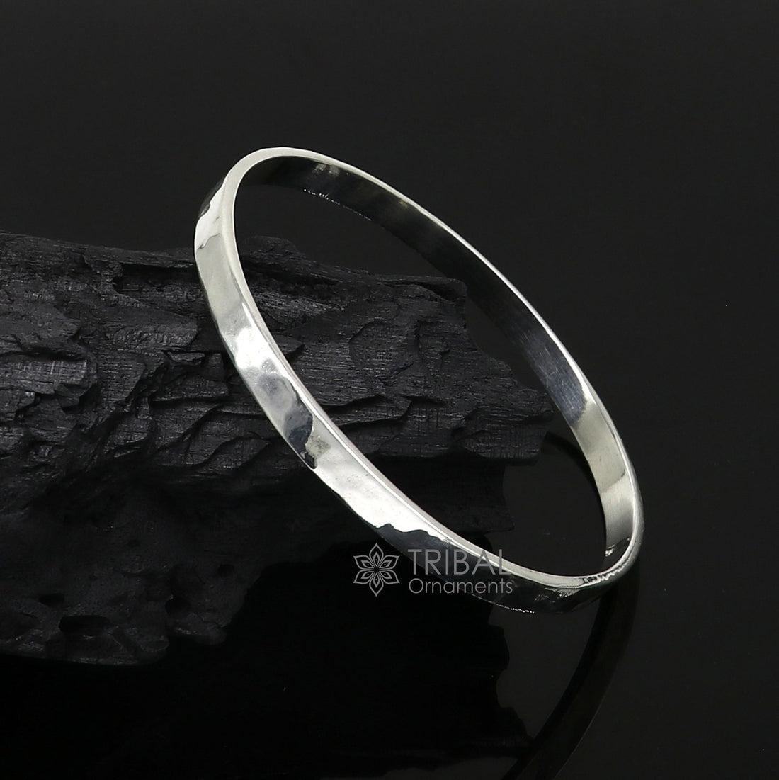 Solid flat plain design 925 sterling silver shiny bright bangle bracelet kada, excellent modern trendy fashion bangle men's or girls nsk695 - TRIBAL ORNAMENTS